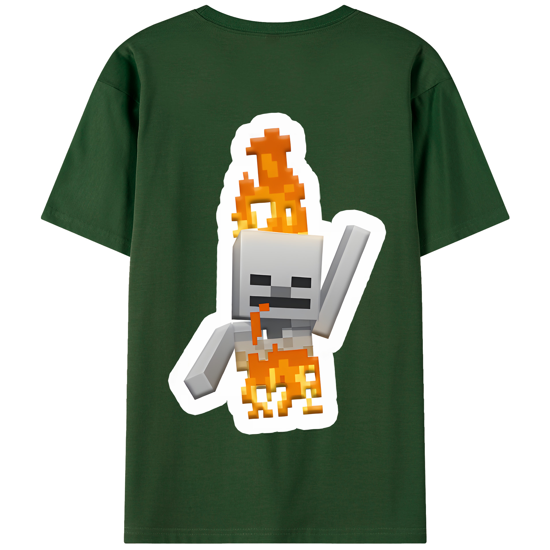 （画像用） マインクラフト ブロックの世界 Minecraft MC Block world 綿100％半袖Tシャツ（背面プリント）